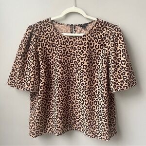 Ann Taylor Top Women's XL Leopard Print Corduroy Tan Office Feminine Classic